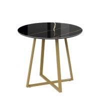 Стол обеденный Милан Тип 1 (Золотой муар, Стекло глянцевое черный мрамор) - Изображение 1